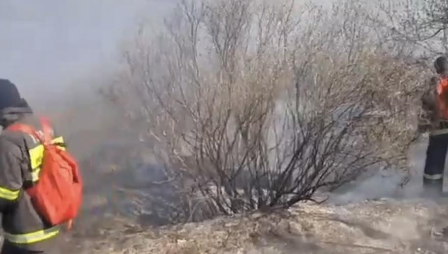 В ВКО пожарные ликвидировали горящую в горах траву 
