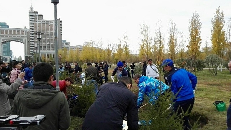 Prominent Kazakhstan's athletes got personalized trees on alley in Astana